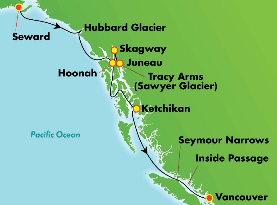 Alaska con Pasaje Interior desde Seward (hacia el sur), 7 días Alaska con Pasaje Interior desde Seward (hacia el sur), 7 días