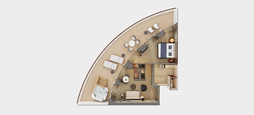 The Haven Aft-Facing Owner's Suite with Master Bedroom & Large Balcony floor plan