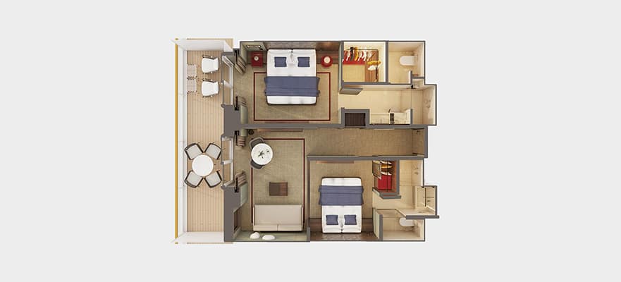 The Haven 2-Bedroom Family Villa with Large Balcony floor plan