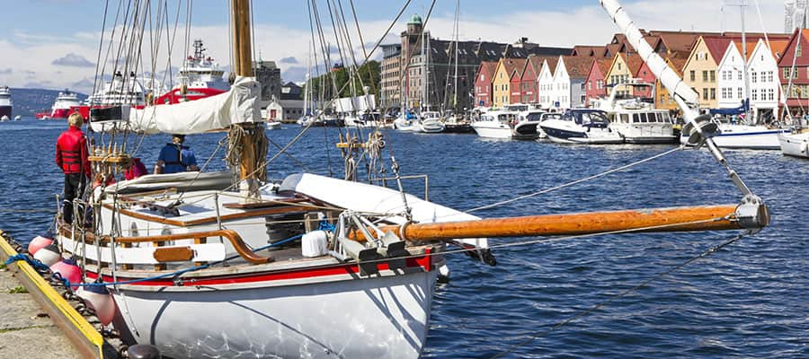 Harbour of Bergen on your Europe cruise