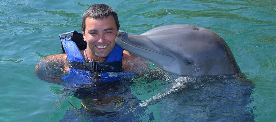 Dolphin swim on your cruise from Cozumel