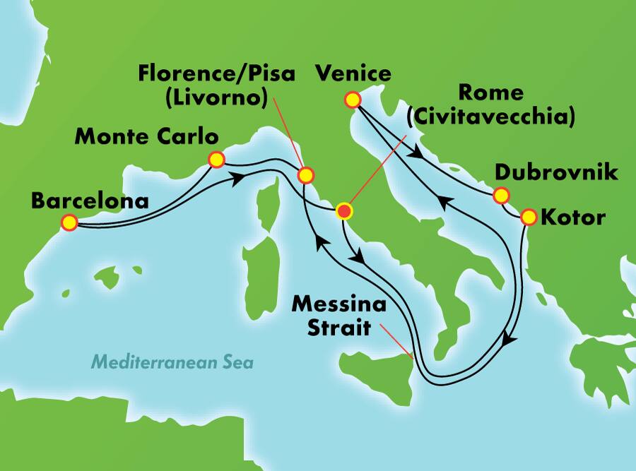 11-Day Holiday Celebration: Venice, Barcelona, Monte Carlo, And Dubrovnik from Rome (Civitavecchia) 11-Day Holiday Celebration: Venice, Barcelona, Monte Carlo, And Dubrovnik from Rome (Civitavecchia)