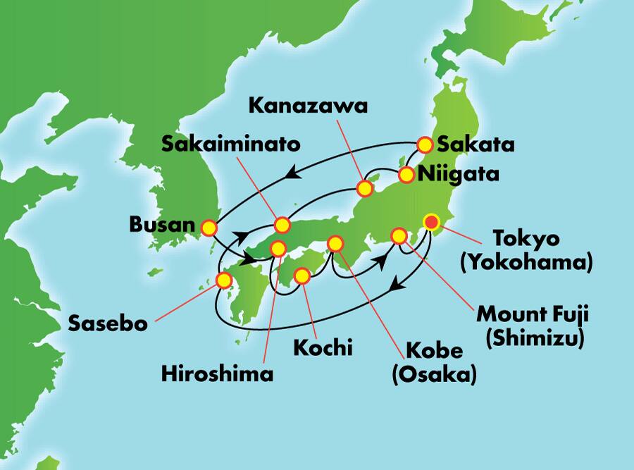 14 dias, de Tóquio para a Ásia (Yokohama) 14 dias, de Tóquio para a Ásia (Yokohama)