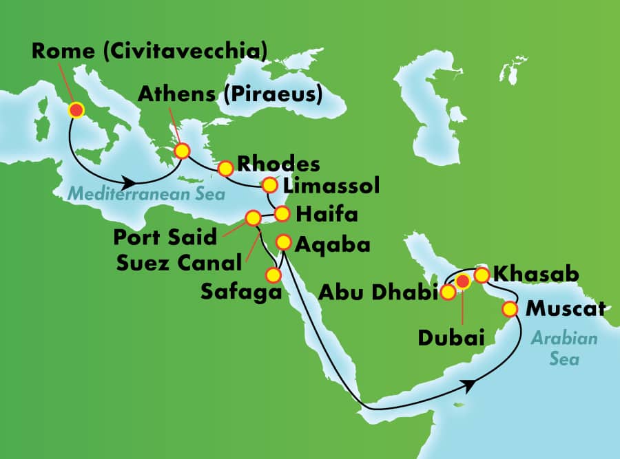 Odisea árabe: Grecia, Israel, Egipto y Abu Dhabi desde Roma (Civitavecchia), 20 días Odisea árabe: Grecia, Israel, Egipto y Abu Dhabi desde Roma (Civitavecchia), 20 días