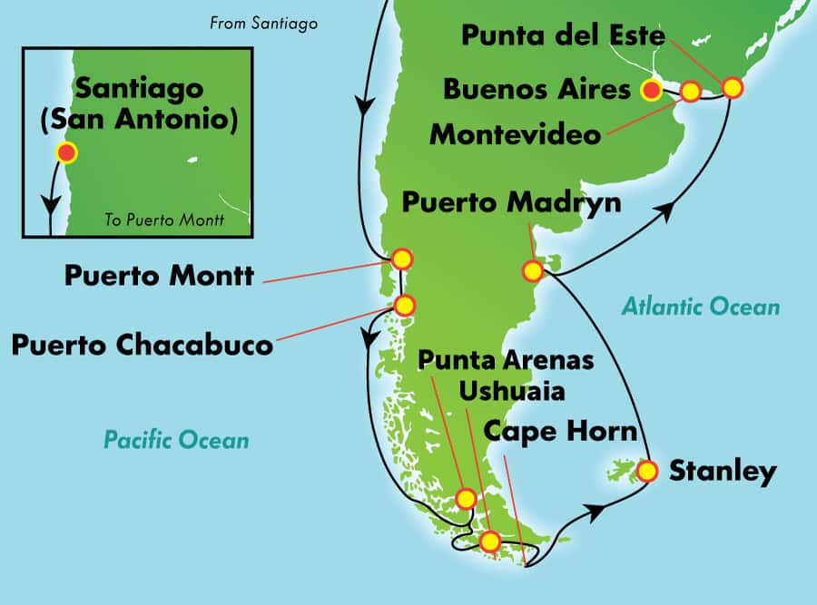 14 Tage Südamerika ab Santiago (San Antonio) 14 Tage Südamerika ab Santiago (San Antonio)