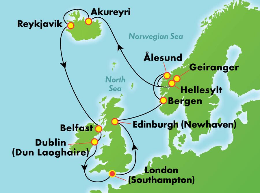 Islandia, Irlanda y Noruega: fiordos místicos desde Londres (Southampton), 14 días Islandia, Irlanda y Noruega: fiordos místicos desde Londres (Southampton), 14 días