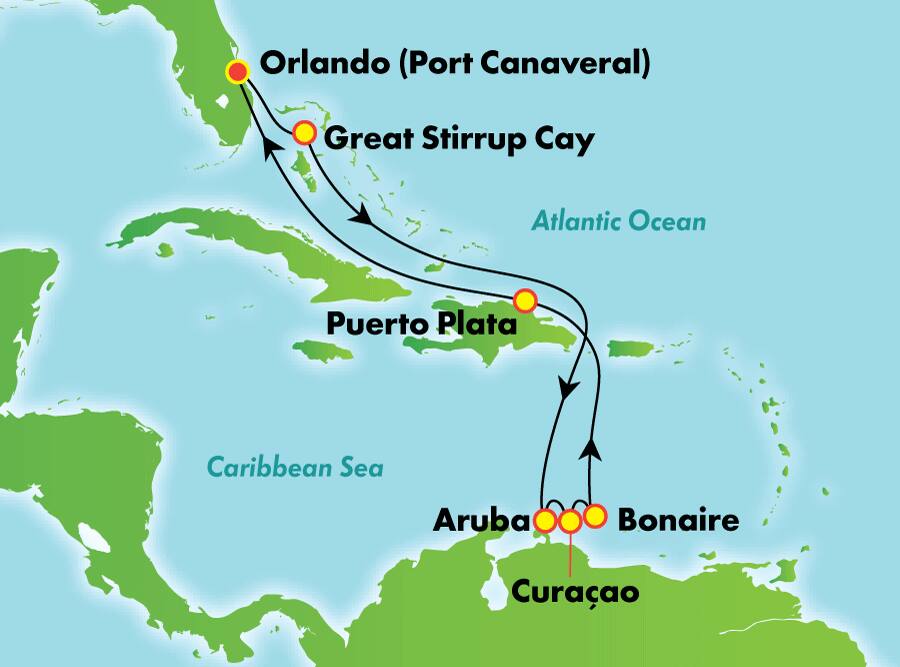 10-Day Southern Caribbean from Orlando (Port Canaveral) 10-Day Southern Caribbean from Orlando (Port Canaveral)