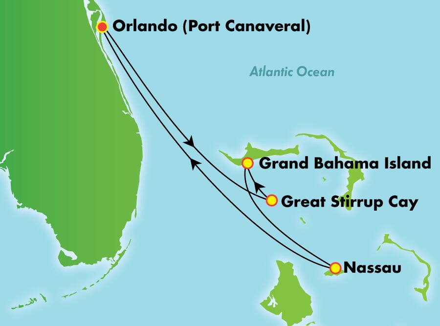 4 dias, de Orlando (Porto Canaveral) para Bahamas & Flórida 4 dias, de Orlando (Porto Canaveral) para Bahamas & Flórida