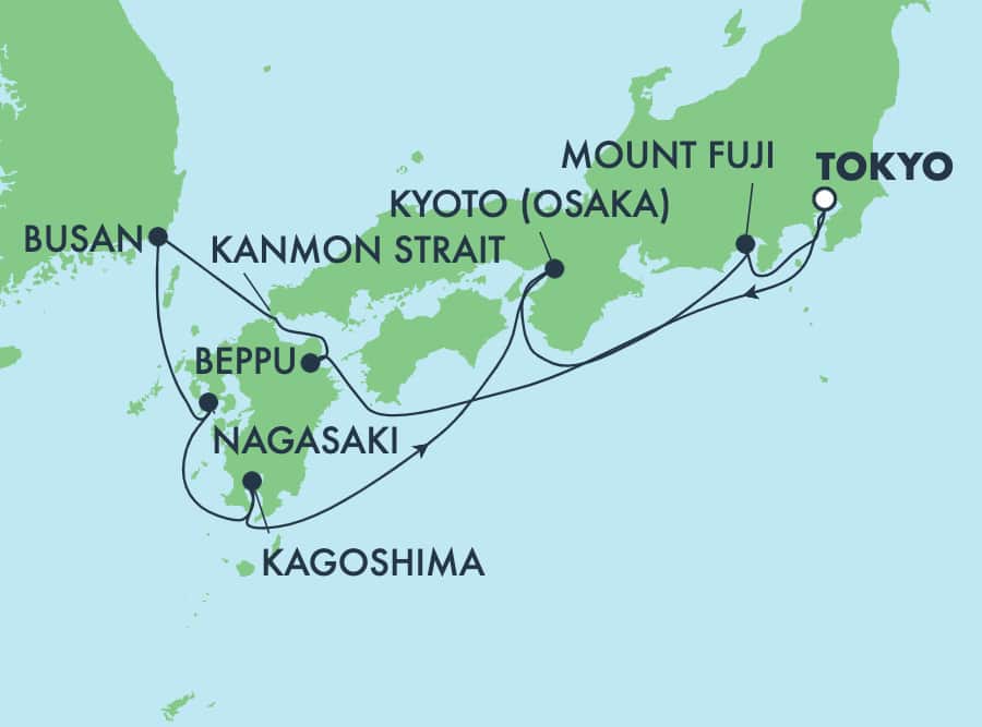 9-Day Japan Round-trip Tokyo: Osaka, Busan, Beppu & Shimizu