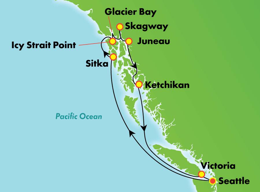 9-Day Alaska Round-trip Seattle: Glacier Bay, Skagway & Juneau 9-Day Alaska Round-trip Seattle: Glacier Bay, Skagway & Juneau