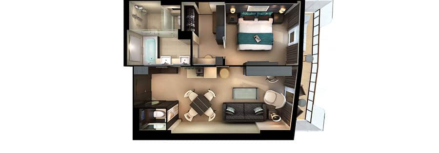 The Haven's Owners Suite Floor Plan on Norwegian Breakaway