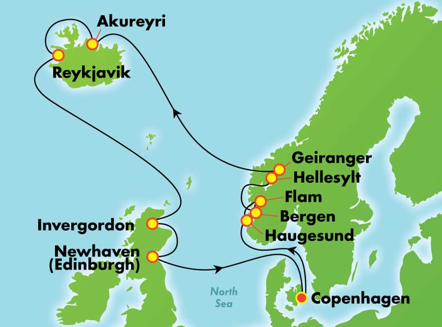 Iceland Norway Cruise Map vrogue.co