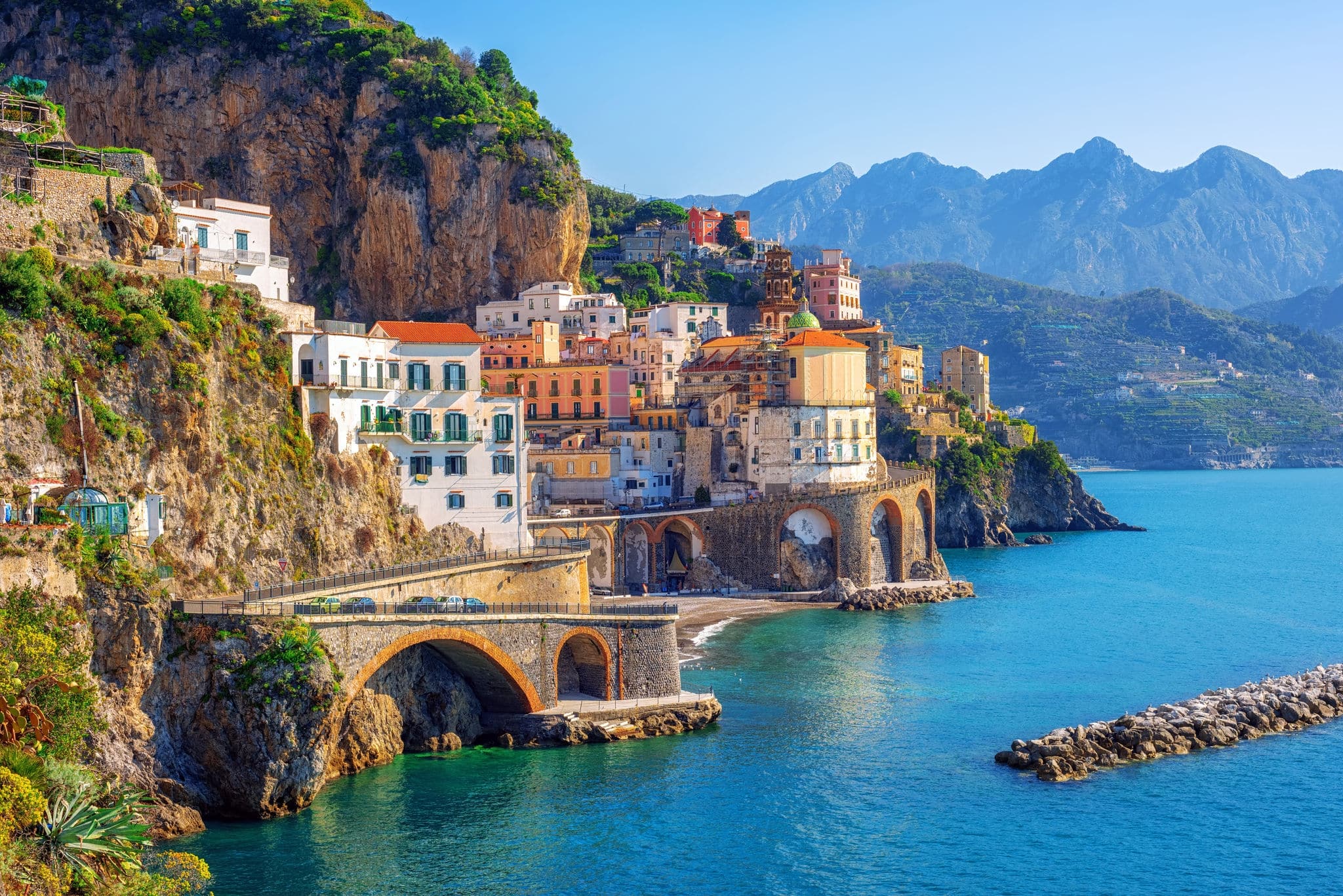 NCL-Naples-Cruise-mediterranean-Amalfi-Coast.jpg Atrani town by Amalfi on beautiful mediterranean Amalfi coast, Naples, Italy