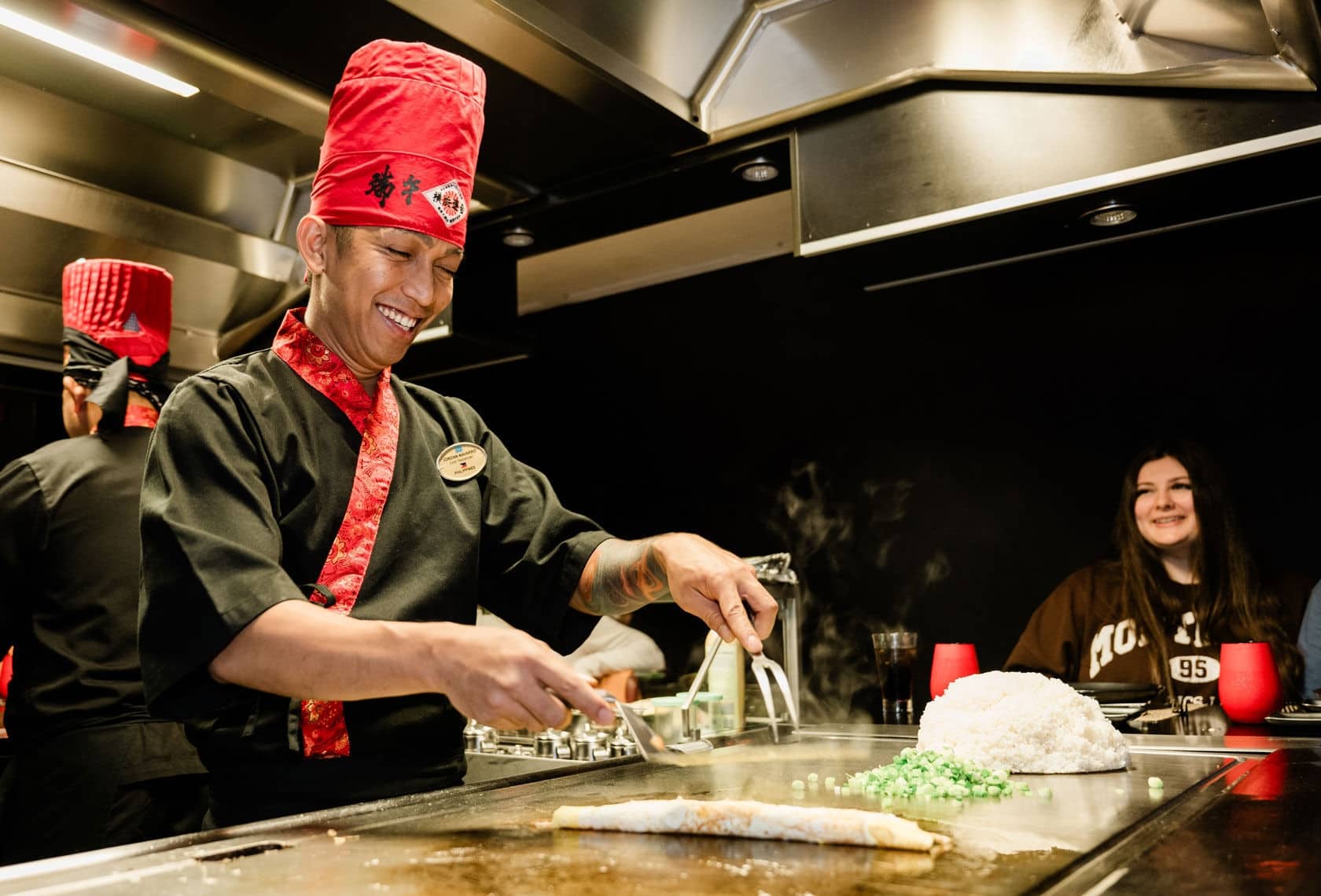 Chef cooking teppanyaki