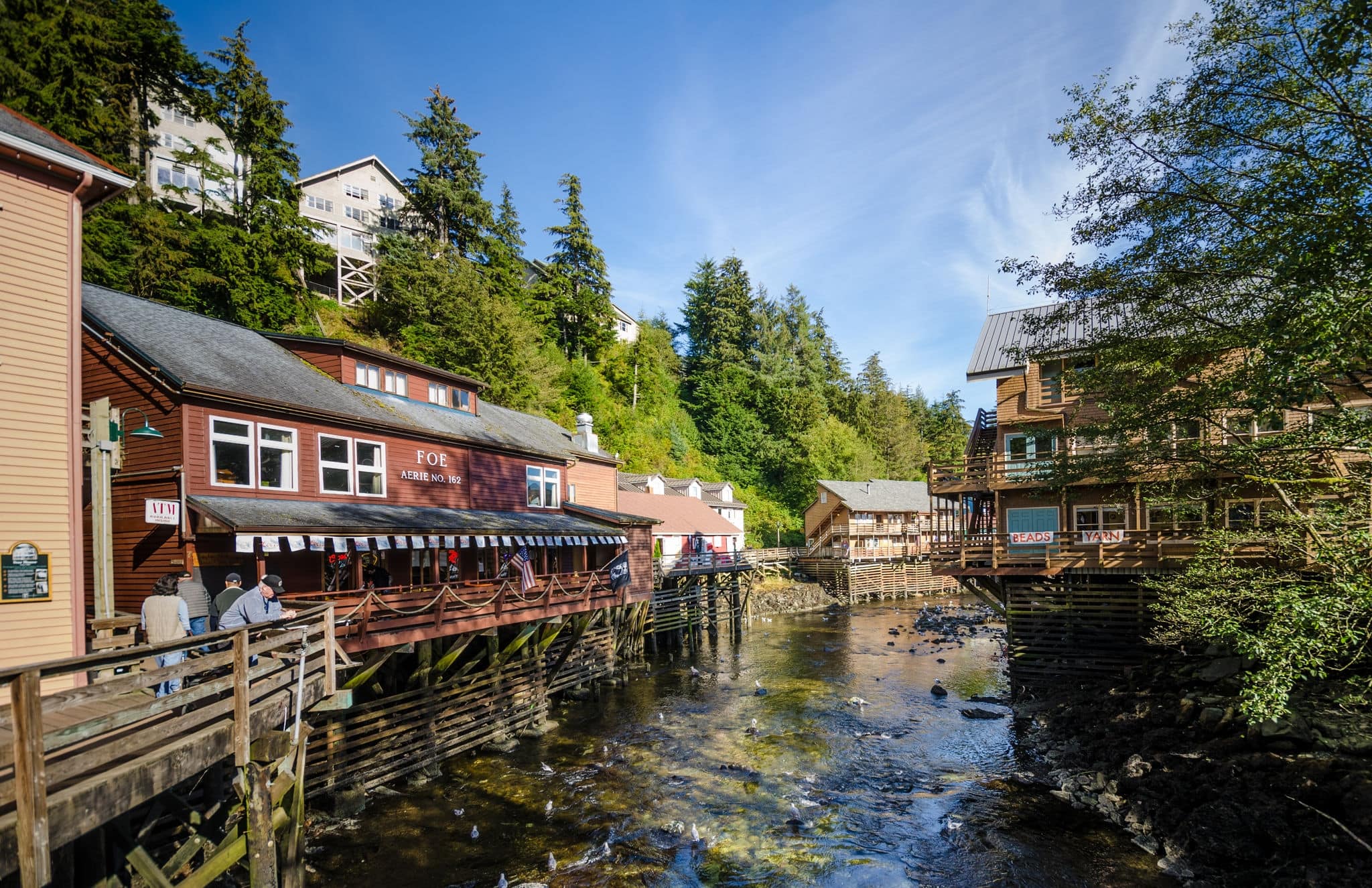 NCL-Ketchikan-Alaska-Cruise-Historic-Boardwalk-Blog KETCHIKAN, ALASKA - SEPTEMBER 12, 2016: Creek Street is a historic boardwalk perched on pilings along the banks of Ketchikan Creek and infamous for being the cityâ??s red light district.